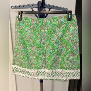 Lilly Pulitzer Alligator Print Skirt with Trim, Size 10